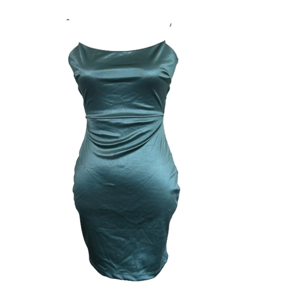 Windsor: Teal Blue Satin Dress: Size Small